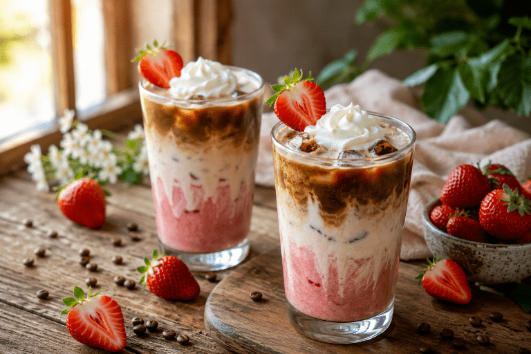 Lire la suite à propos de l’article Café frappé fraise & vanille : la recette fraîche et gourmande du printemps